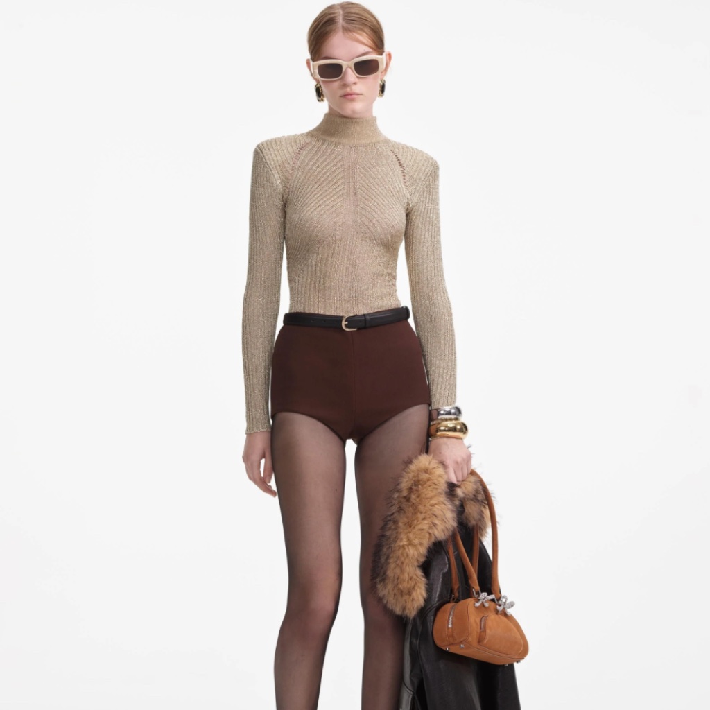 Self-Portrait Gold Lure Knit Top Size: Large - Msrp $365 - Nwt